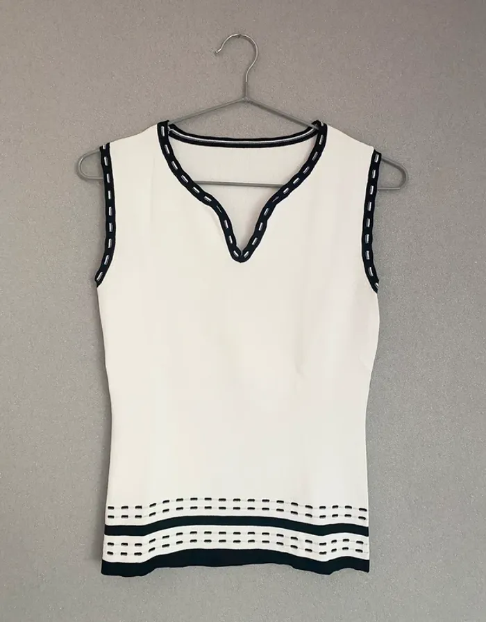 Haut noir & blanc vintage La City XS/S