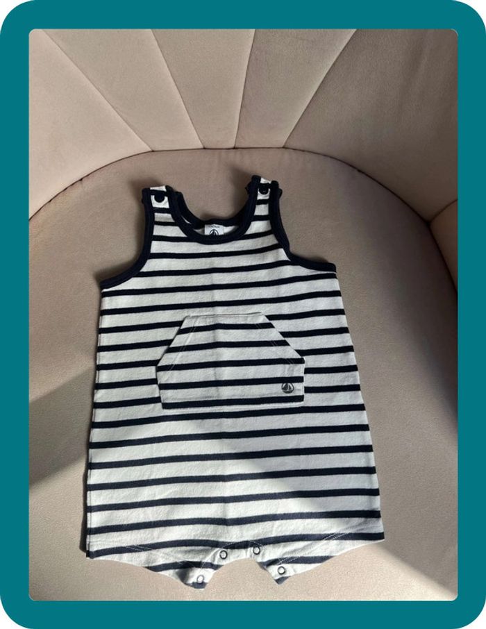 Barboteuse mixte marinière sans manches 12 mois - Petit Bateau - photo numéro 2