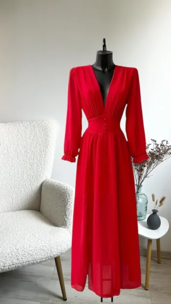 Robe longue doublée rouge
