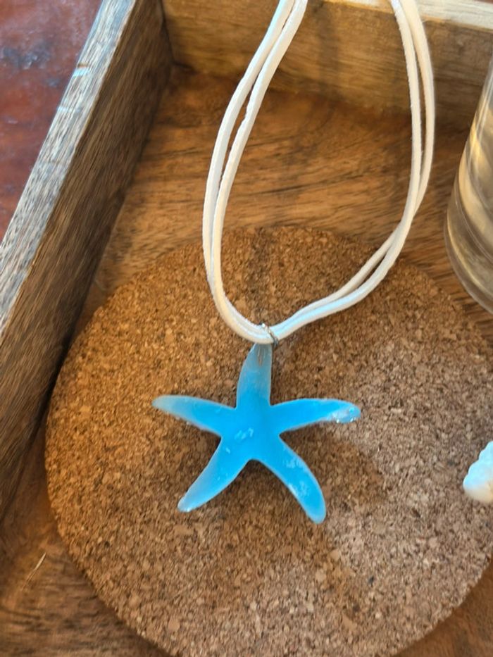 Collier étoile de mer bleu neuf - photo numéro 5