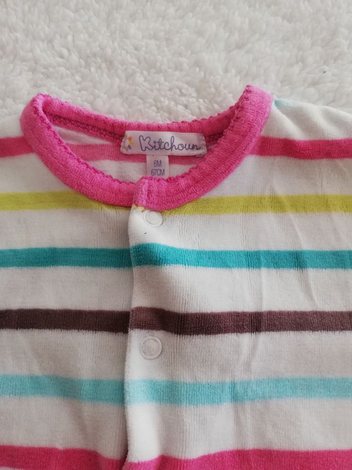 Pyjama une pièce fille à rayures Kitchoun 6 mois - photo numéro 2