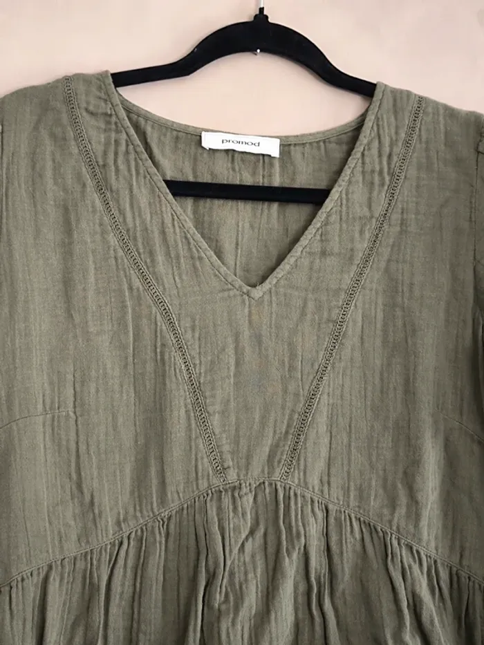 Blouse gaze coton kaki Promod 38 - photo numéro 2