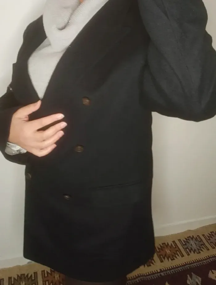 Duffle-coat Wool and Cashemere noir, vintage, homme, taille L - photo numéro 7