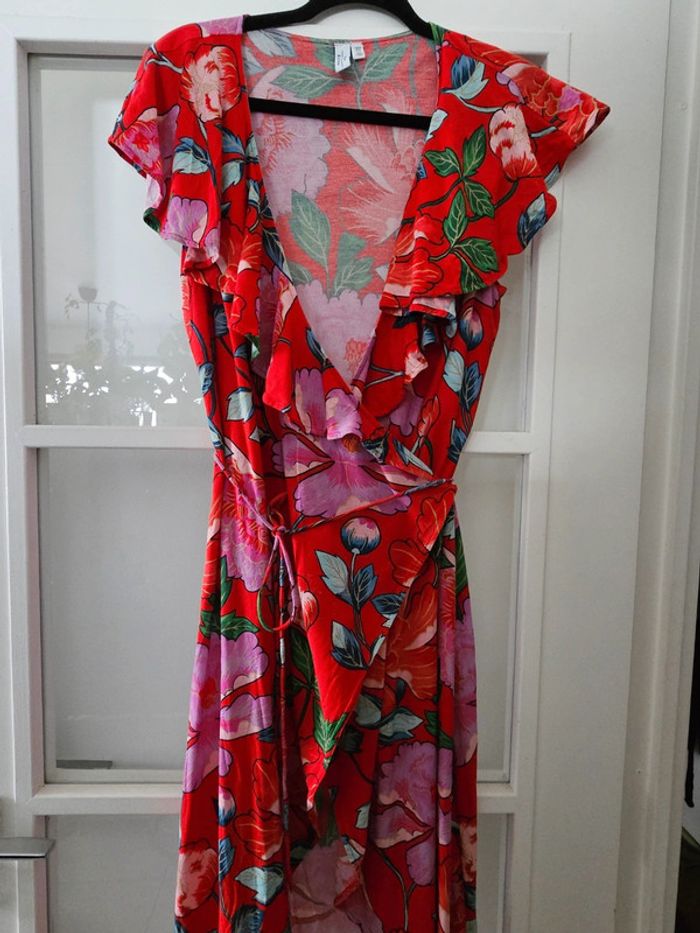 Robe longue portefeuille fleurie rouge & Other Stories