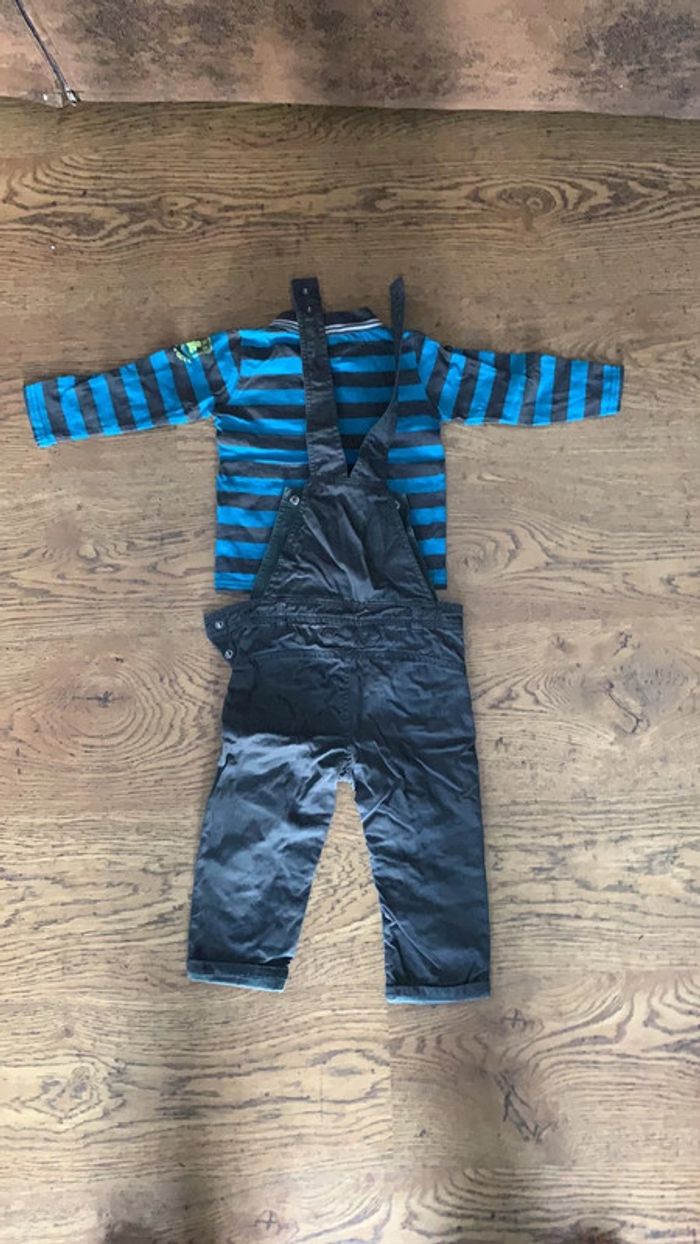Ensemble salopette Lulu Castagnette bleu gris 18 mois - photo numéro 2