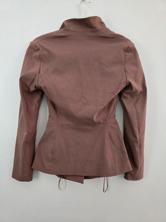 Veste cintrée asymétrique Zara marron boutonnée taille XS avec col structuré - photo numéro 5