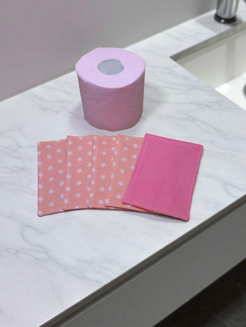 5 feuilles papier toilette lavables modèle étoiles fond orange