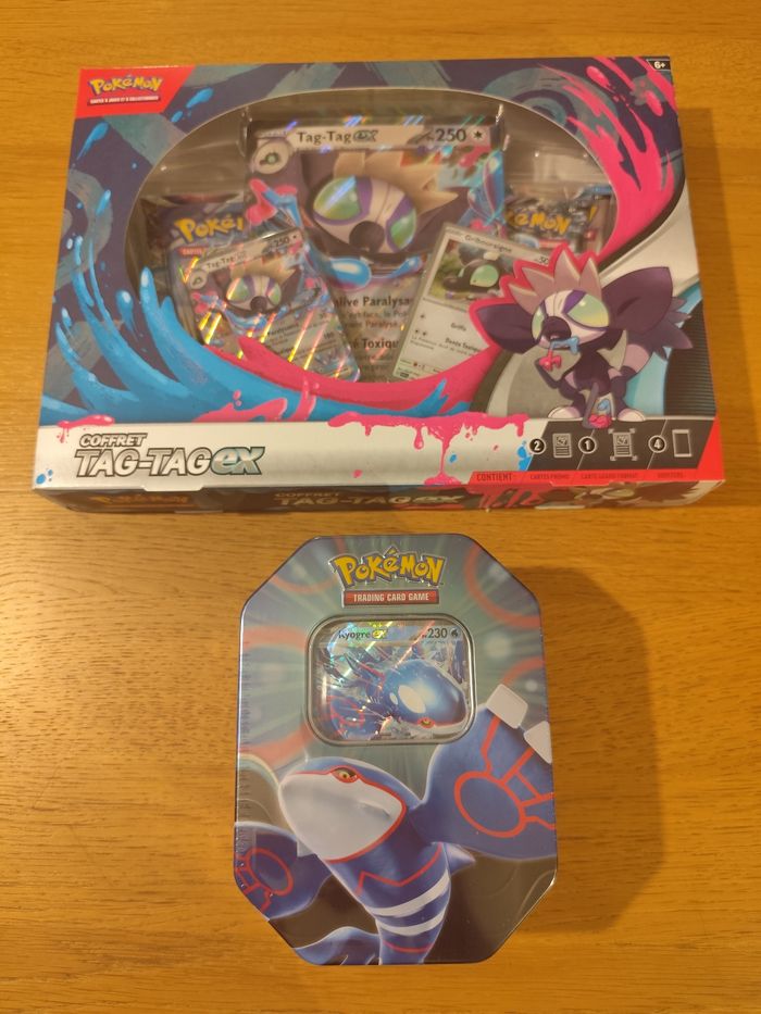 Lot coffrets cartes Pokémon Pokebox légendes azur Tag Tag ex