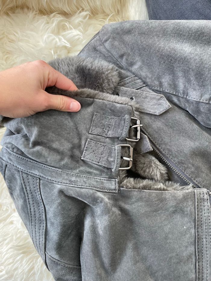 Manteau Oakwood cuir/fourrure gris S - photo numéro 7