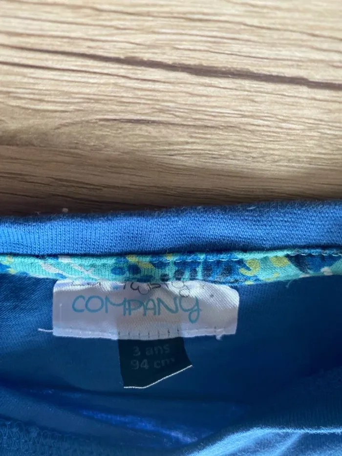 Tee-shirt manche courte bleu flocage garçon 3 ans la twisty compagny - photo numéro 3