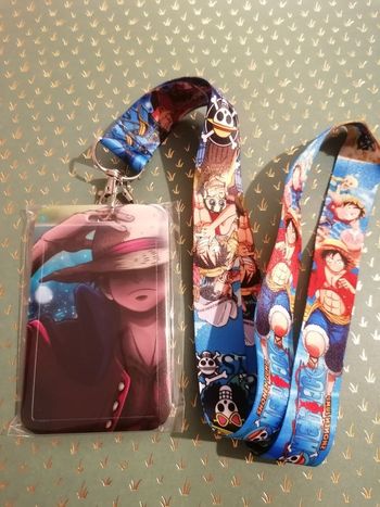 porte carte et cordon cou one piece luffy roi des pirates