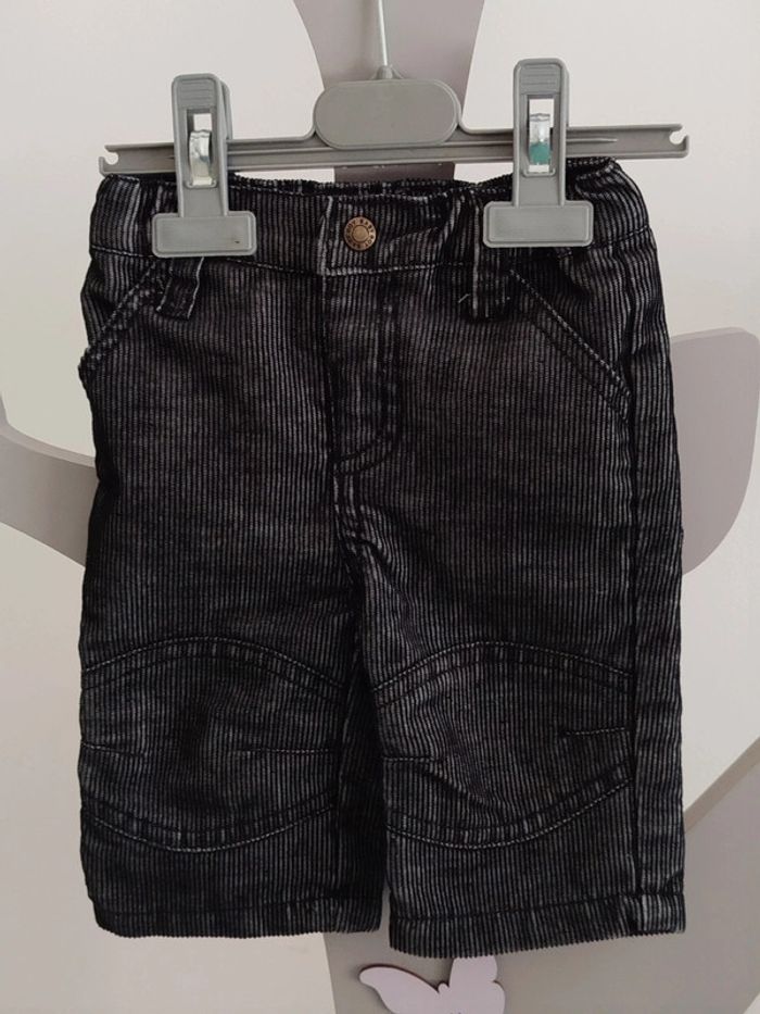 Pantalon noir à rayures gris Les p'tits babies taille 3 mois