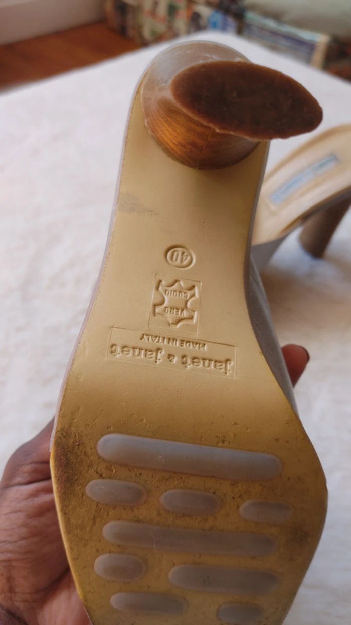 Magnifique escarpins mule en excellent état vintage en cuir bleu - photo numéro 9