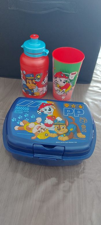 Boîte à goûter gourde et verre Pat patrouille