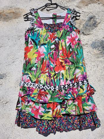 Splendide robe d'été colorée motifs tropicaux Catimini 12 ans