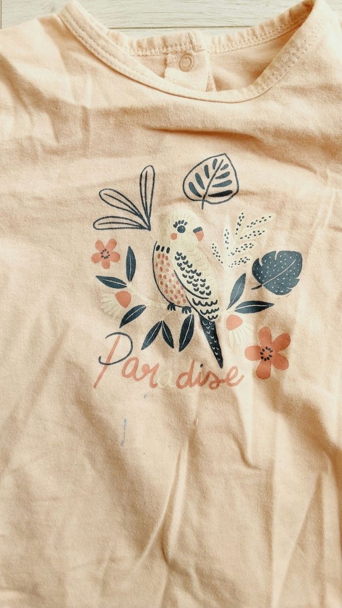 Vêtement fille tee-shirt manches longues rose motif oiseau Vert Baudet 36 mois 3 ans - photo numéro 2