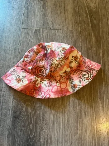 chapeau bob longboard enfant fille rose a motif