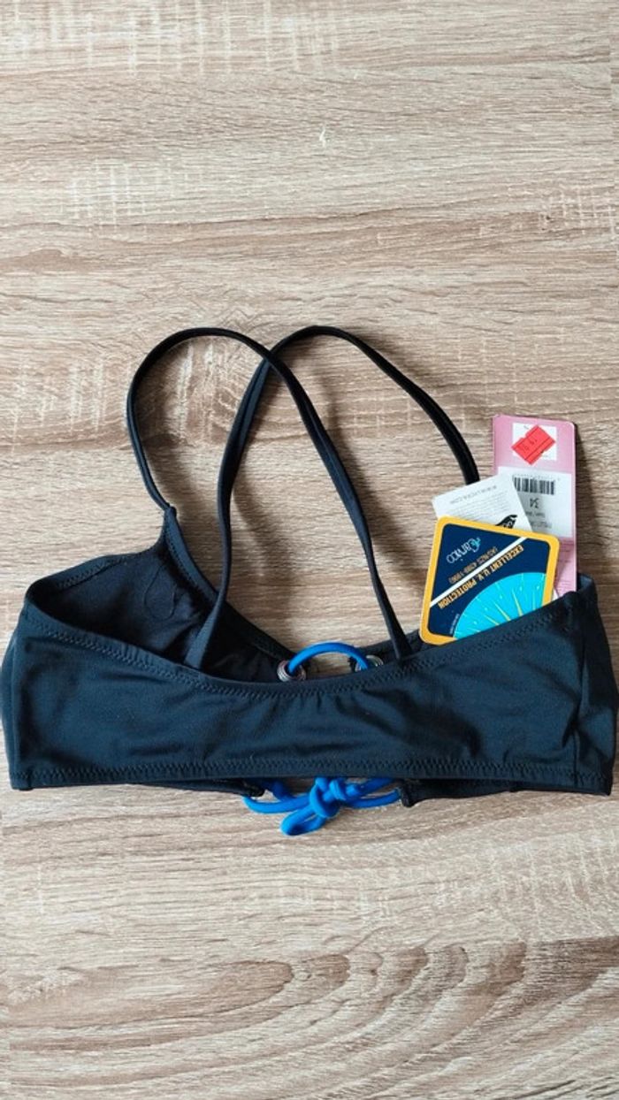 Haut maillot de bain noir lacets bleu taille 34 femme - photo numéro 6