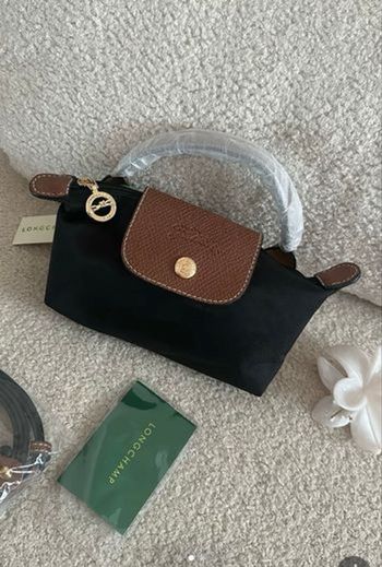 Mini sac longchamp noir et marron