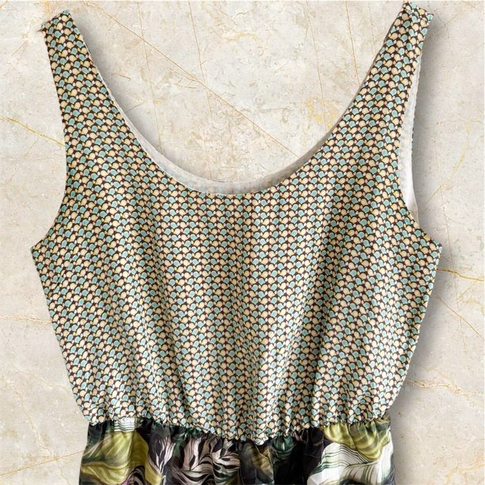 Robe été légère floral vert marron turquoise taille 36 S - photo numéro 3