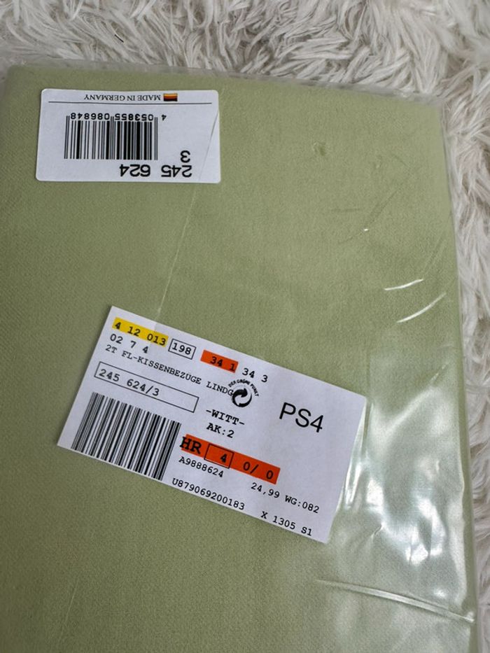 Paire de taies d’oreiller verte en flanelle Biberna taille 60x40 cm - photo numéro 3