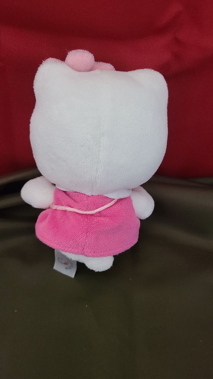 Doudou peluche hello kitty rose et blanche sac fleur rose 15cm - photo numéro 2