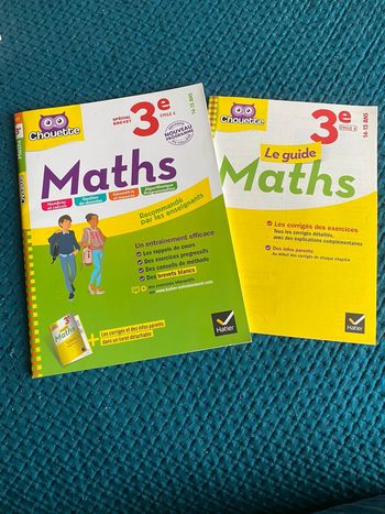 Cahier entraînement exercice + guide maths collège 3e