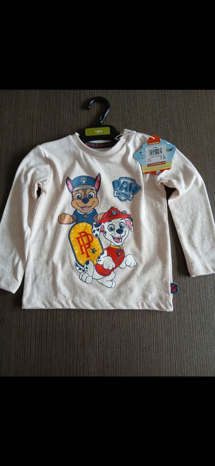 Tee shirt garçon pat patrouille 18 mois