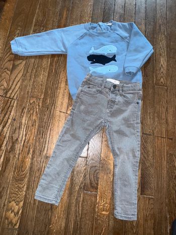 Sweat Bout’chou et jeans Zara  3 ans