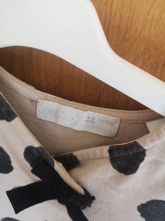 Robe courte en vieux rose à pois noir Zara 5 ans - photo numéro 5