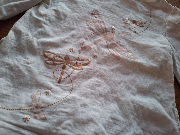 Haut manches longues fille blanc avec motifs libellules ✨ - photo numéro 2