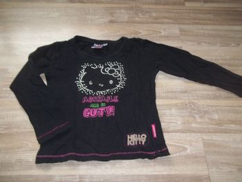 T-shirt ml noir Hello Kitty (1) clouté 5 ans