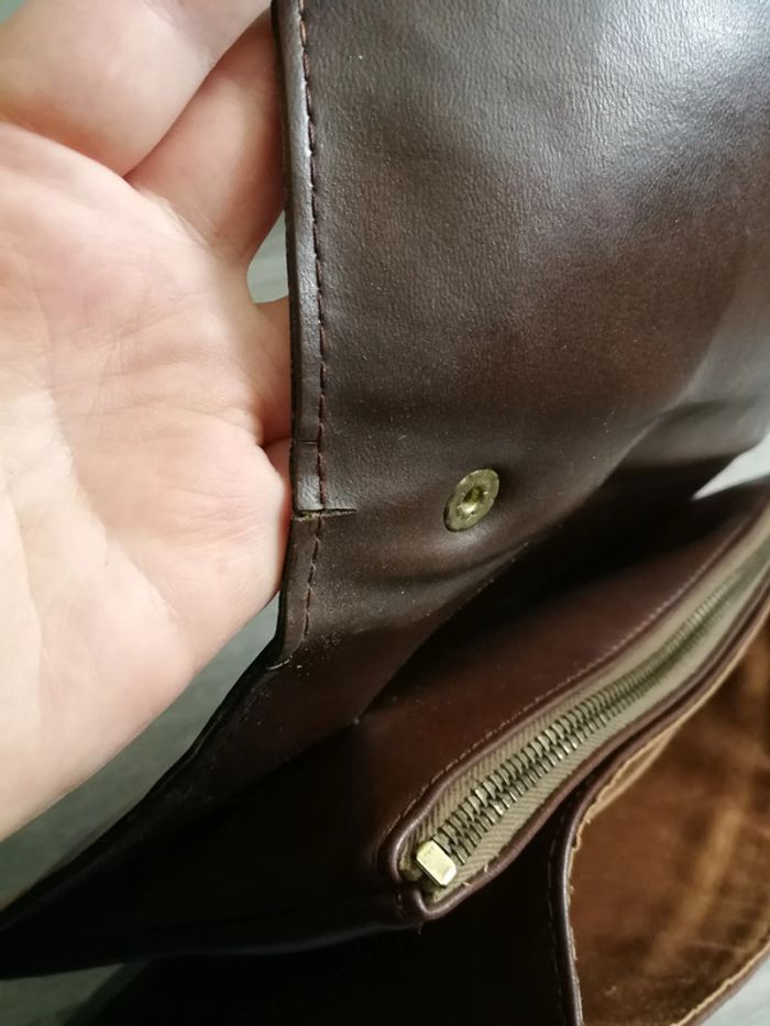 Sac à main vintage en cuir marron beige - photo numéro 2