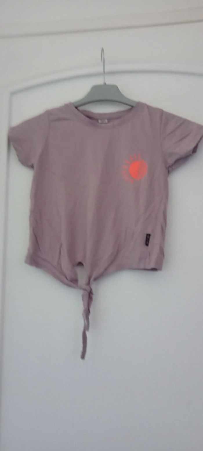 Tee-shirt à nouer thème nature mauve fille 10 ans zeeman - photo numéro 3