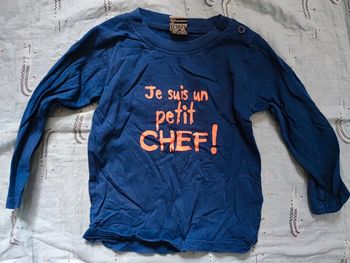 T-shirt manches longues bleu je suis un petit chef T.18 mois