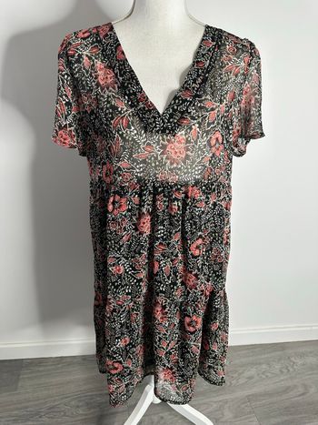 Robe à fleurs rouge et noire IKKS T40 L