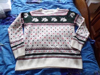 Pull esprit de Noël licornes taille L