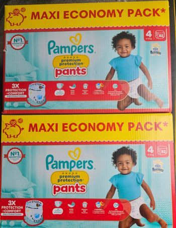 2 cartons de couches culottes pampers premium taille 4