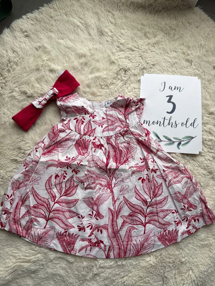 Robe fleur plante rouge bordeaux et son bandeau