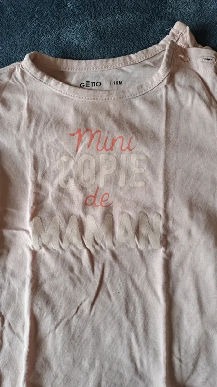 💚T-shirt fille manches longues "Mini copie de Maman" GÉMO – 18 mois - photo numéro 2