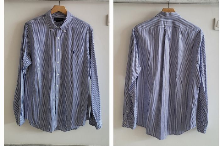 Ralph Lauren Chemise ML T2XL /TFr44/Big 2X-Rayures Bleu Roi &Blanc-Coupe Slim Fit-100%Coton - photo numéro 4