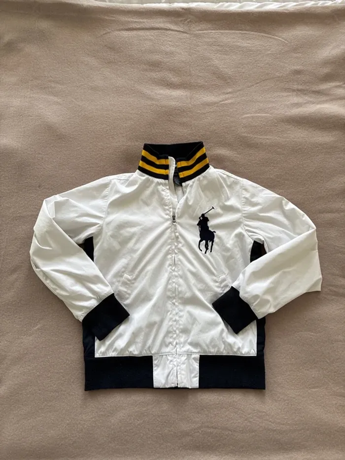 Veste zip blanche Ralph Lauren 6/7 ans en très bon état