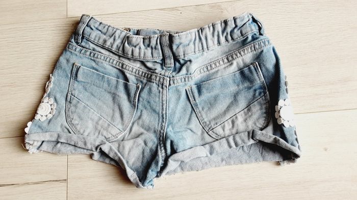 Vêtement fille short court jean bleu broderie Terranova 13ans - photo numéro 2