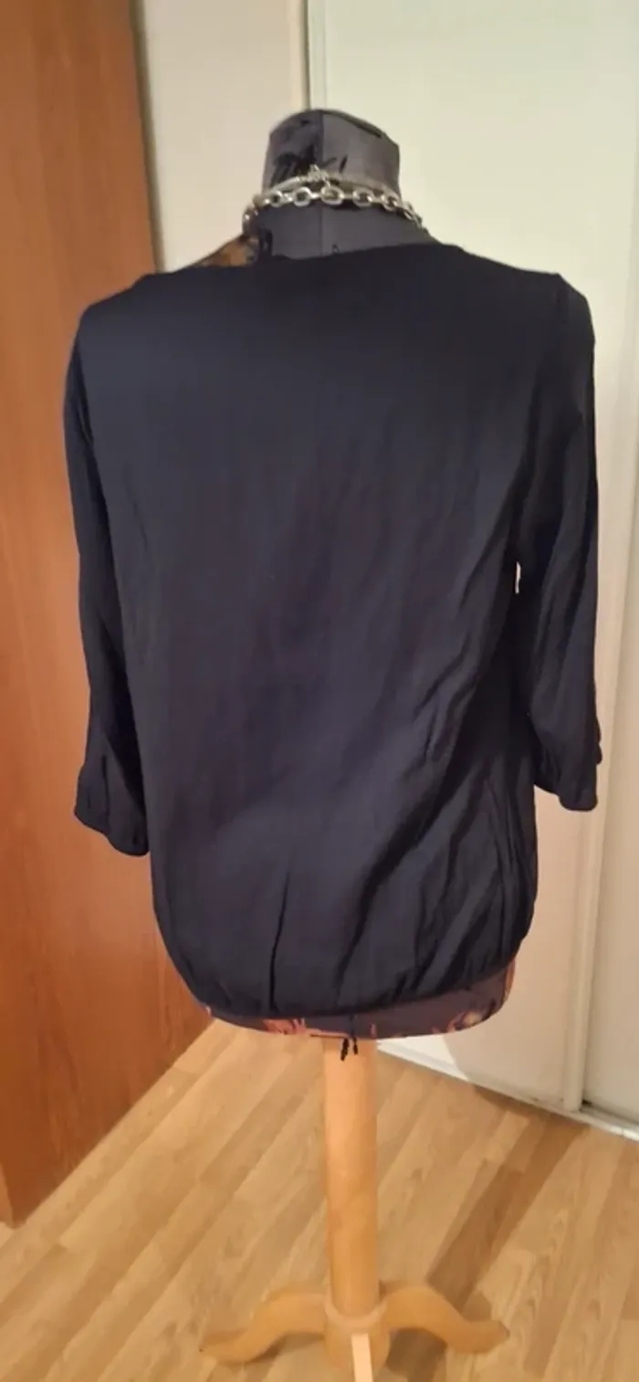 Haut noir fluide zara manches trois quart - photo numéro 5