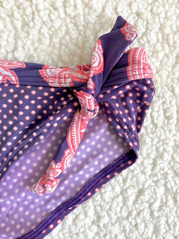 Maillot de bain deux pièces violet et rose - déco bandanas - photo numéro 4