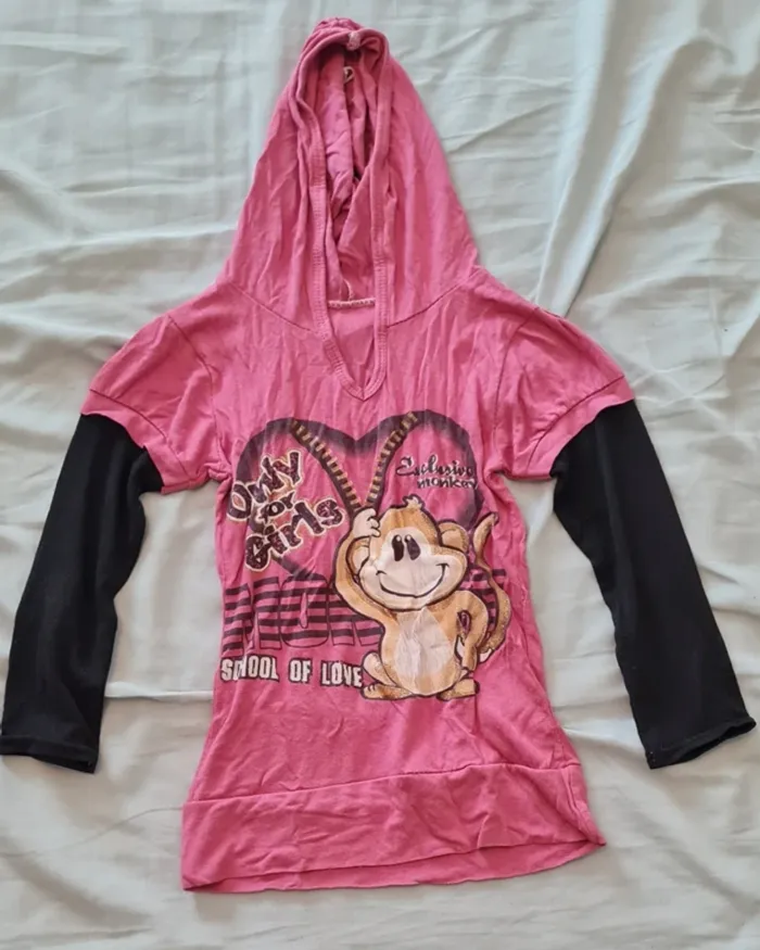 Lot t-shirt manches longues à capuche - photo numéro 2