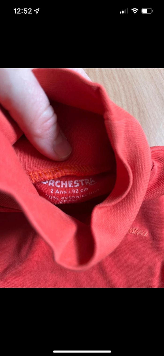 Beau sous-pull orange ORCHESTRA T. 2 ans/92 cm garçon TBE - photo numéro 5