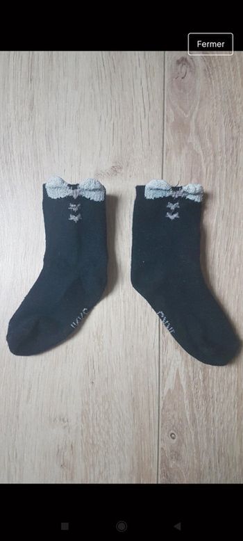 Paire de chaussettes IKKS noires et détails gris pailleté 19/22