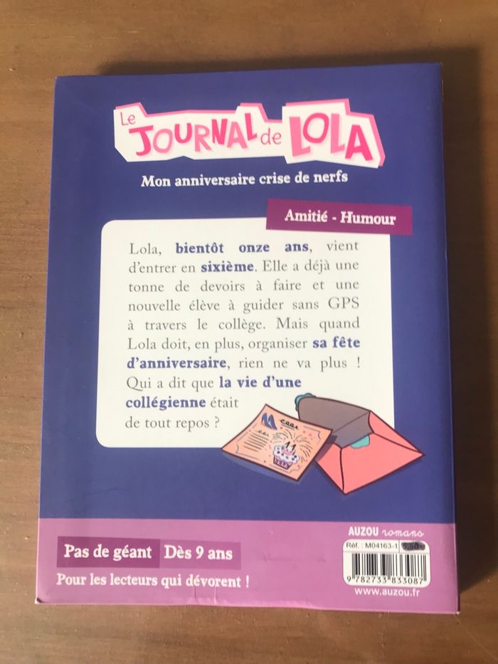 Le journal de Lola Mon anniversaire crise de nerfs AUZOU Romans - photo numéro 4