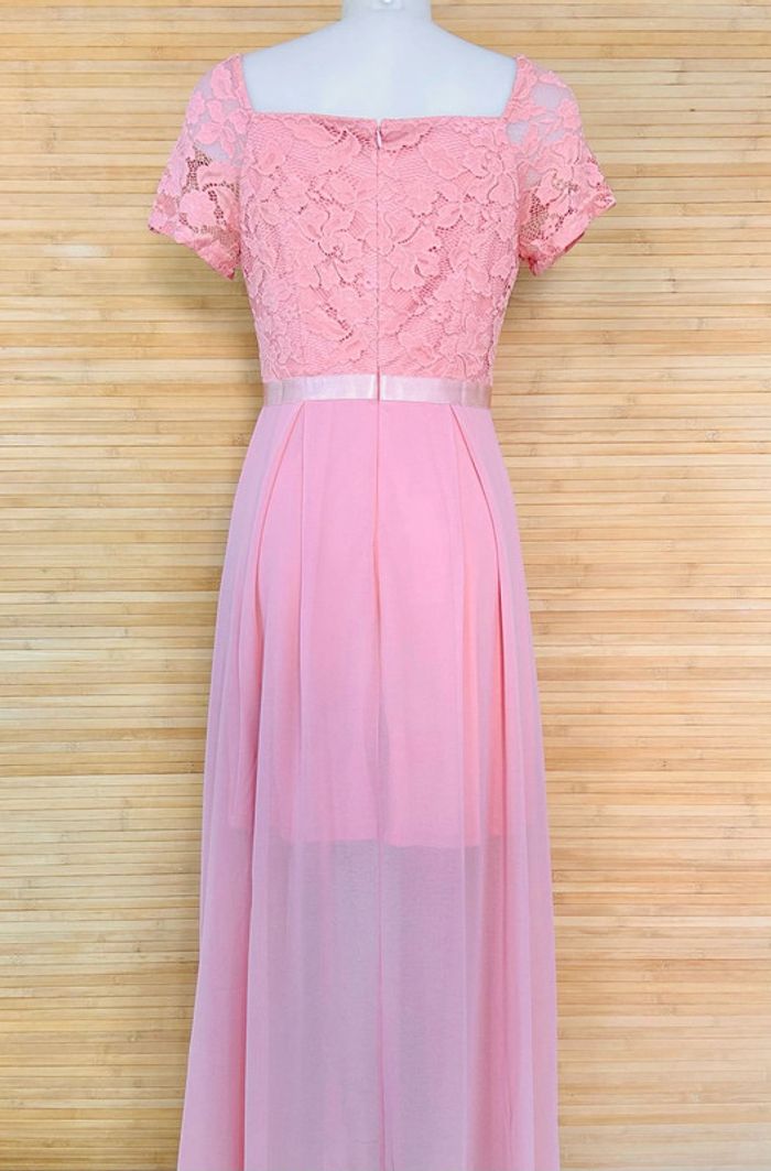 Robe longue de soirée avec volant vieux rose M - photo numéro 5